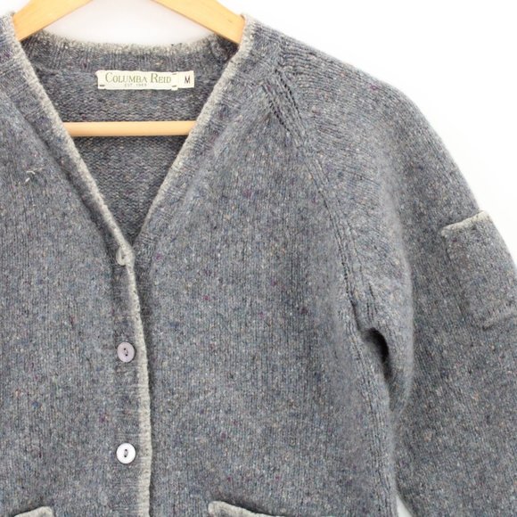 Vintage Columba Reid Cardigan Sweater Kids Knit Wool Gray Size Medium M - Picture 2 of 8